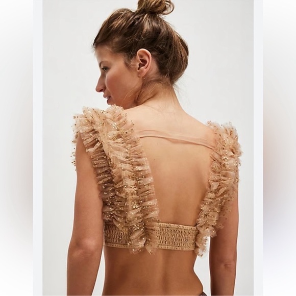 Free People One Sosha Party Top in Gold Retail $98 NWOT Medium - Picture 3 of 5